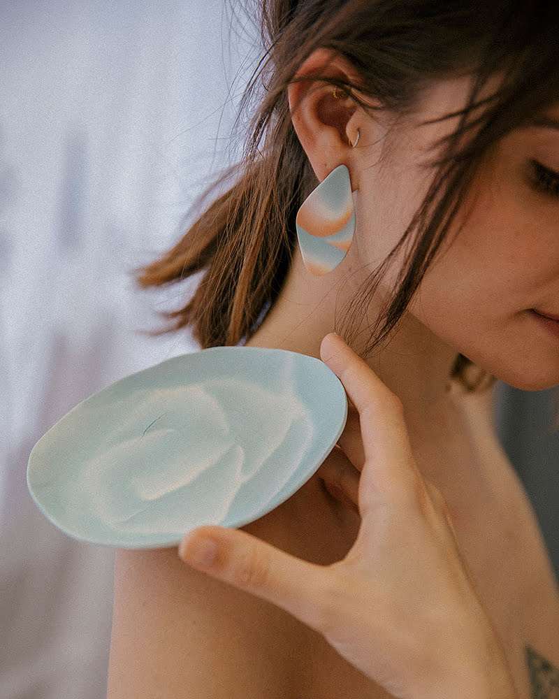 Pendientes Jana-Bira atardecer pequeño MARÍA TORNÉ, Pendientes de porcelana y plata, moda responsable,
moda original