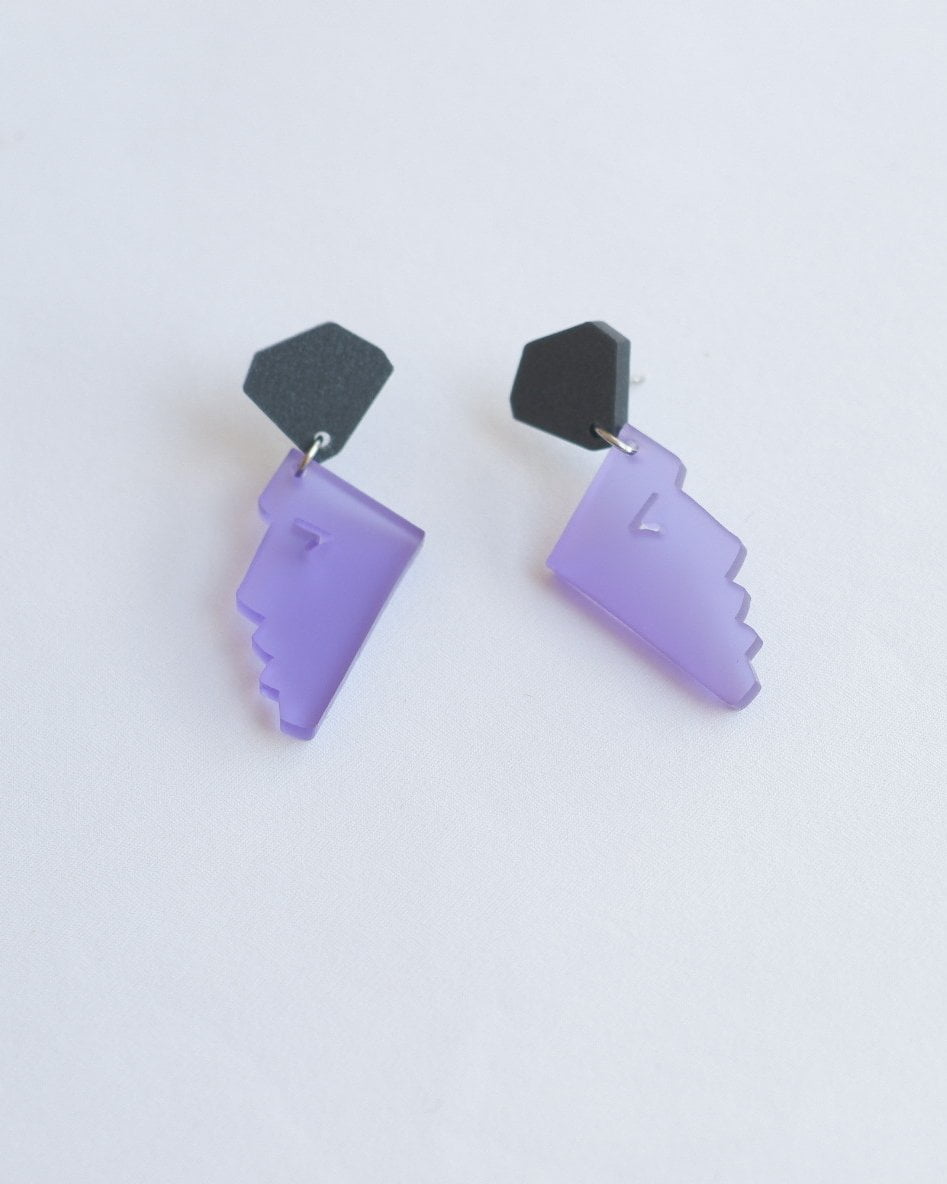 Pendientes caras morado y negro