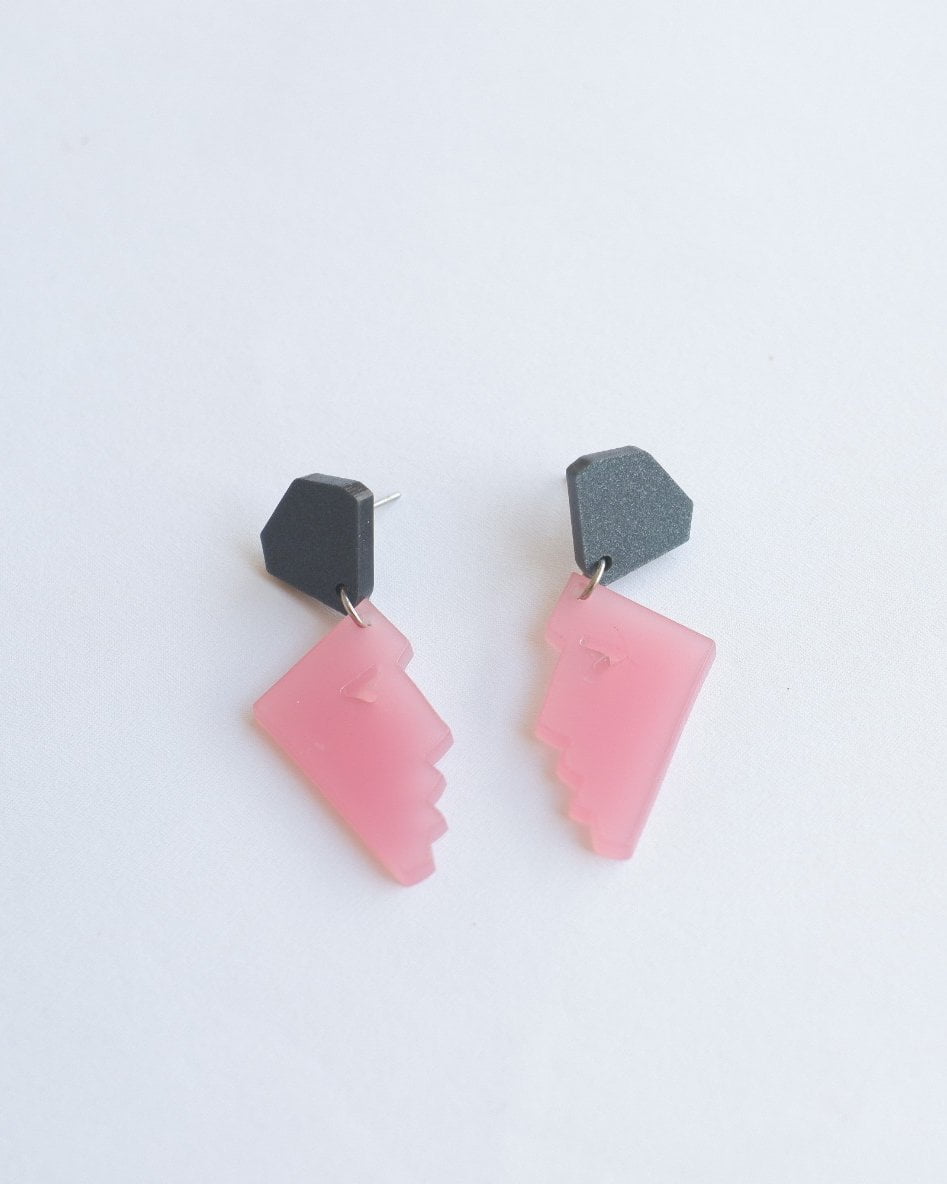 Pendientes cara rosa y negro