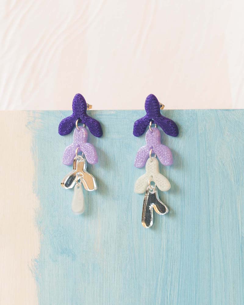 Pendientes colgantes largos morados