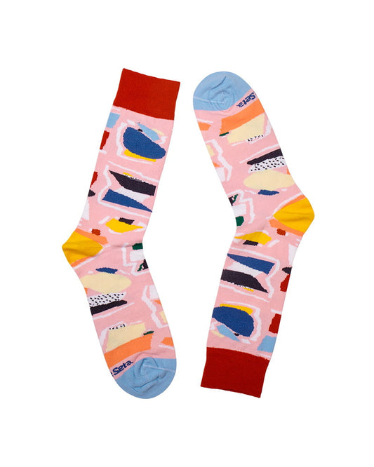 Calcetines Luján Marcos Collage - peSeta, diseño colorido con formas y lineas. estampados textiles, tiendas en Madrid