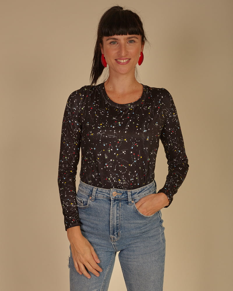 Camiseta elástica Estampado Espacial