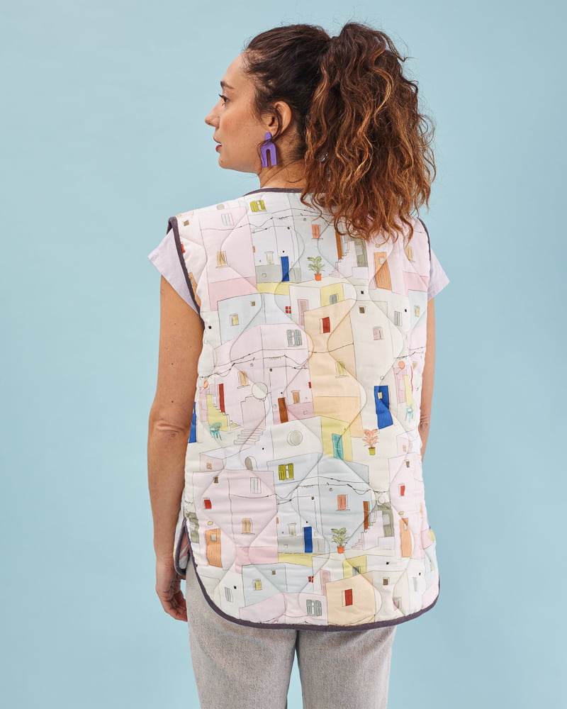 Chaleco acolchado reversible Fachadas Collage