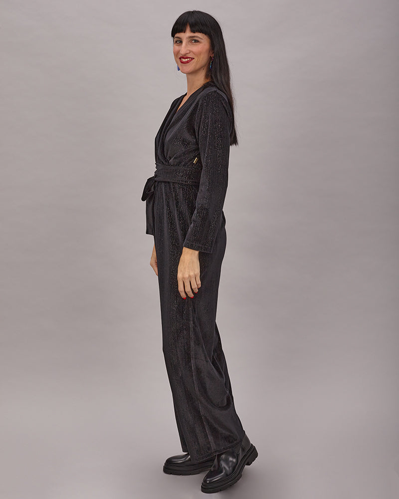 Long black velvet jumpsuit Lux Astorga