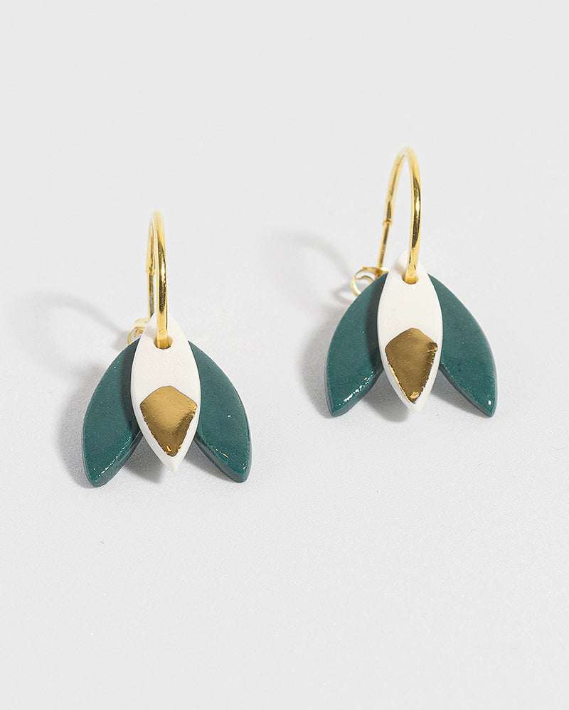 Pendientes Porcelana Pétalo Verde lustre - peSeta