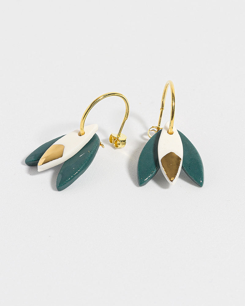 Pendientes Porcelana Pétalo Verde lustre - peSeta