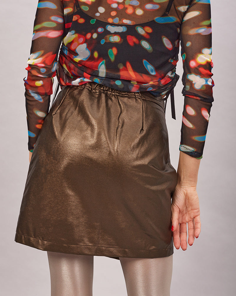 Lux Ronda copper mini skirt