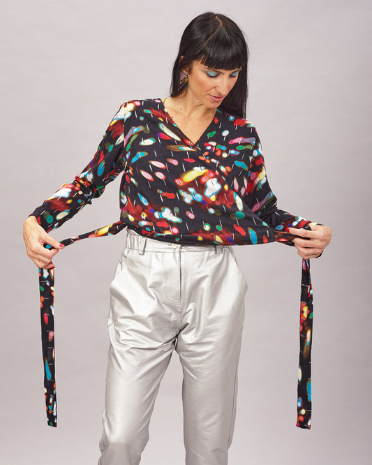 Lurex wrap blouse Lux Venice