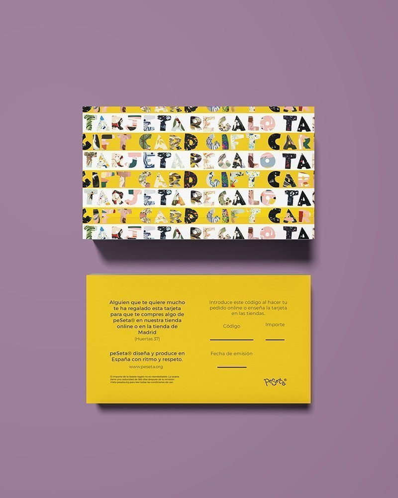 Tarjeta Regalo  para ropa y productos de peSeta. Regalos, auto regalos, accesorios funcionales
