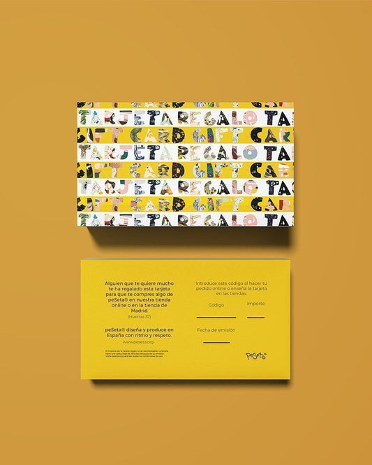 Tarjeta Regalo  para ropa y productos de peSeta. Regalos, auto regalos, accesorios funcionales