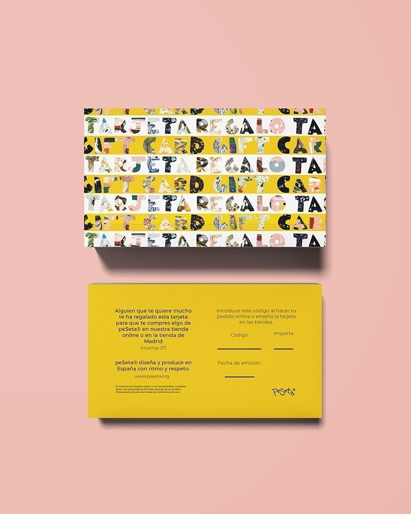 Tarjeta Regalo  para ropa y productos de peSeta. Regalos, auto regalos, accesorios funcionales