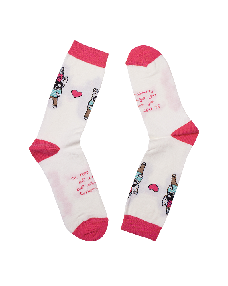 Calcetines con diseño exclusivo del Aitor Saraiba, diseños divertidos rojo y rosa, infante y corazon moda original, estampados originales