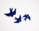 3 Golondrinas de cerámica - azul cobalto