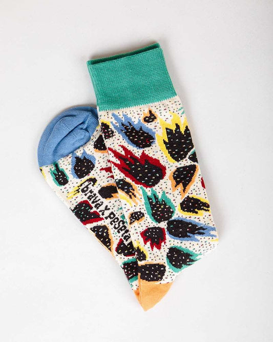 Calcetines estampado multicolor Brava fabrics & peSeta colección cápsula calcetines estampados moda sostenible