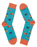 calcetines-maria-azana, celeste y salmon, estampado autos, lobos, carpas y niños. tiendas en Madrid, series limitadas