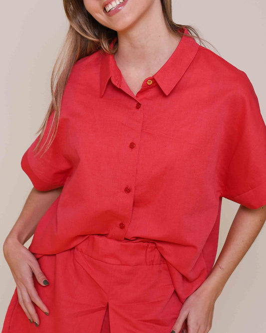 Camisa manga corta Ilheus Frambuesa