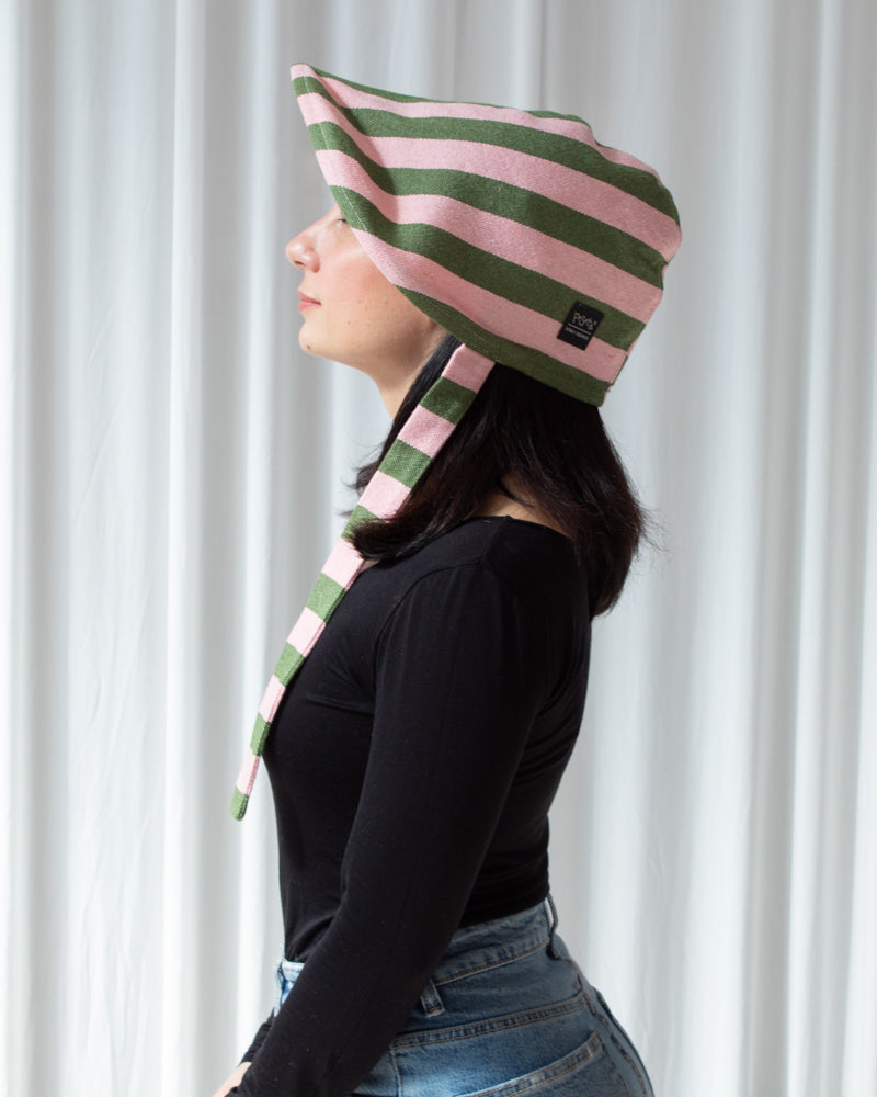 Bonet Las Rayas pink and green stripes