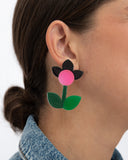 Viva pendientes frutas y flores amapola negra