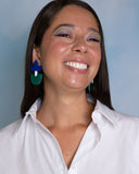 Viva pendientes frutas y flores tulipán azul