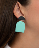 Viva pendientes geométrico chica aguamarina