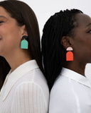 Viva pendientes geométrico chica aguamarina