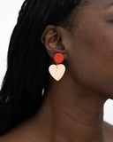 Viva pendientes geométrico corazón rosa